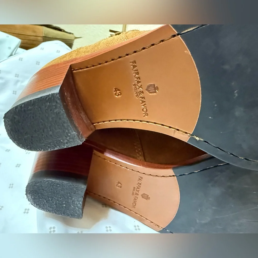 Fairfax and Favor Regina Suede Knee High boots Tan/Olive Sz 11. Discontinued New - Picture 7 of 9